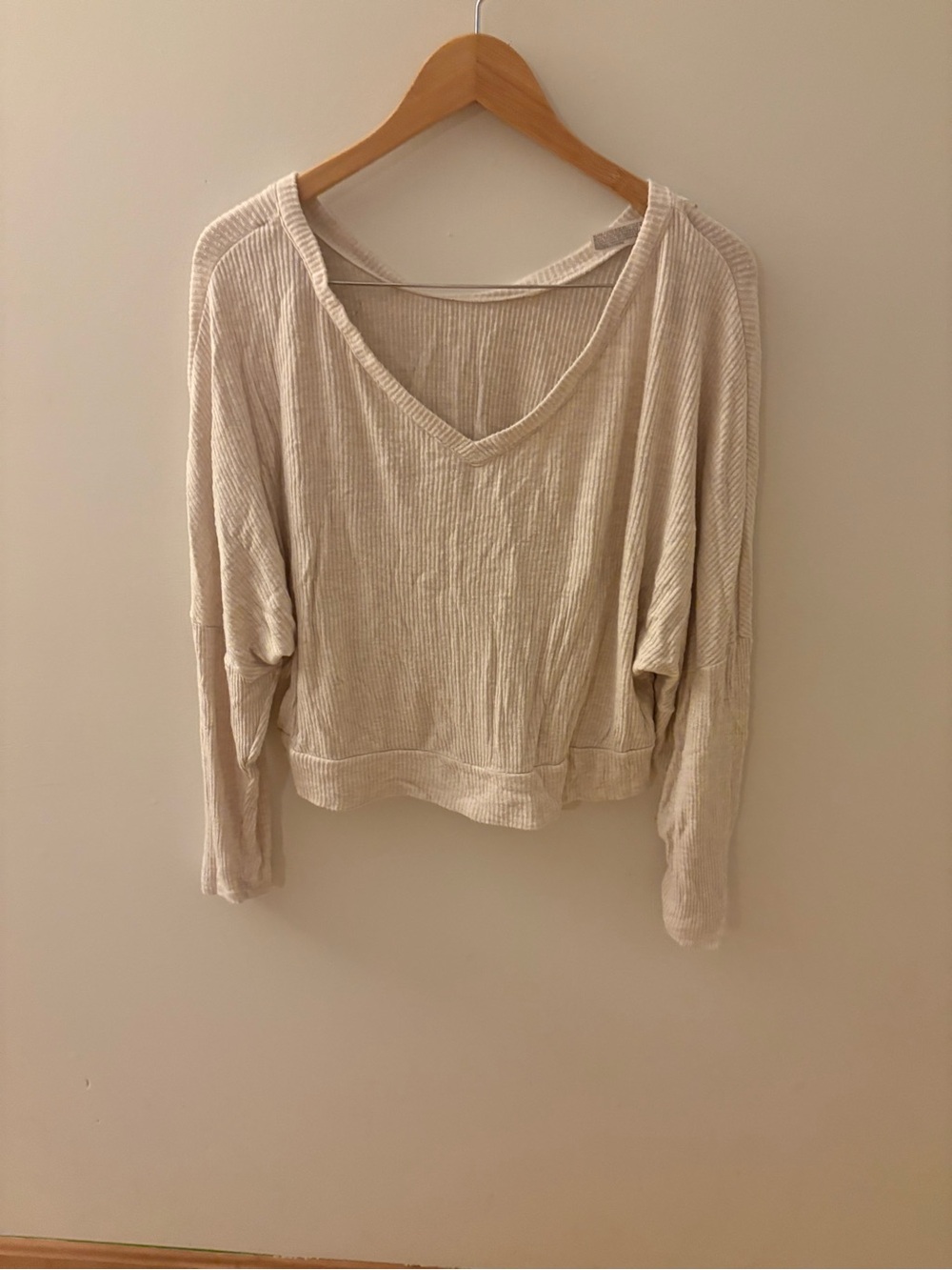 Auden Cream Ribbed V-Neck Pullover